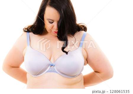 Woman big breast wearing bra Woman big breast wearing bra 128061535