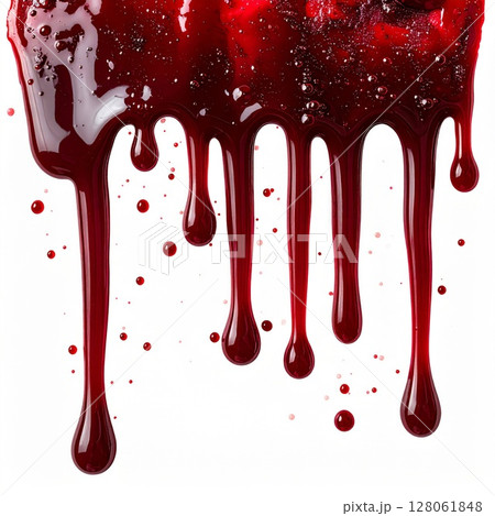 Dripping Blood Splatter Texture Red Liquid Background 128061848