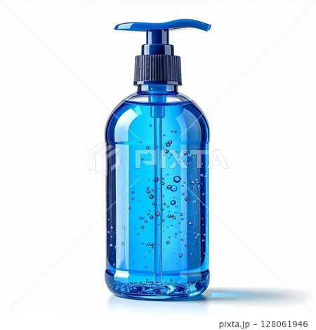Blue Hand Sanitizer Bottle with Pump Dispenser 128061946