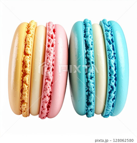 Pastel Macarons on White Background 128062580