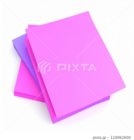 Stack of Pink and Purple Notepads on White Background 128062600