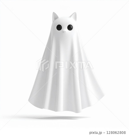 White Cat Ghost Illustration Digital Art White Cat Ghost Illustration Digital Art 128062808