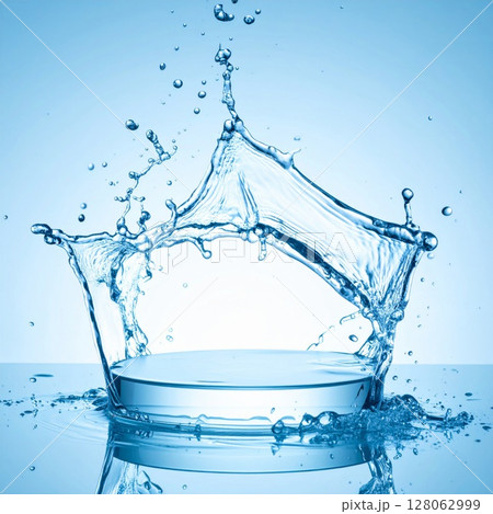 Water Splash with Blue Hues and Smooth Texture 128062999