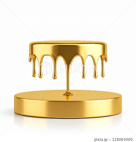 Golden Dripping Liquid on Circular Platform 128063000