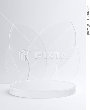 White Acrylic Product Display Stand on White Background 128063048
