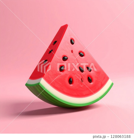 Red Watermelon Slice on Pink Background Red Watermelon Slice on Pink Background 128063188