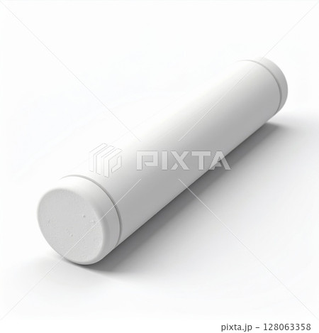 White Cylindrical Object on White Background 128063358