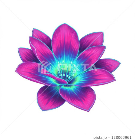 Vibrant Purple and Blue Neon Flower Blossom 128063961