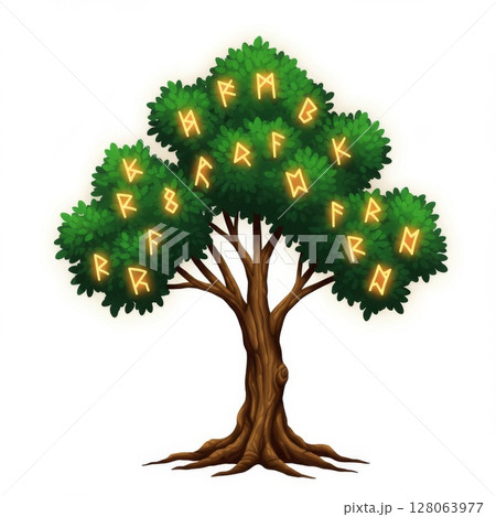 Glowing Rune Tree Illustration 128063977