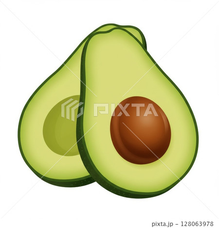 Two Halves Of A Ripe Green Avocado 128063978