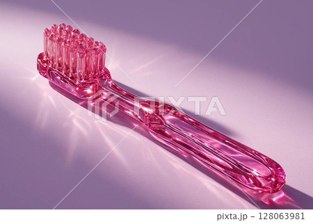 Bright Pink Toothbrush for Daily Oral Care and Hygiene 128063981
