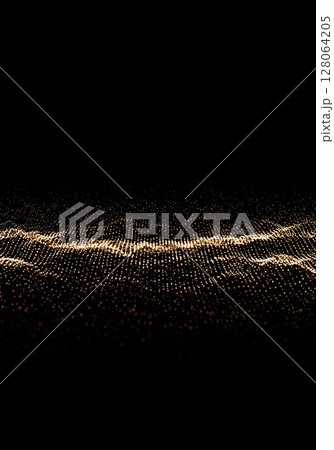 Gold Glitter Particles on Black Background 128064205