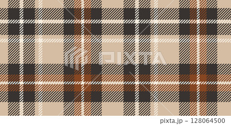 Classic Beige and Black Plaid Pattern with Brown Accents in a Seamless Checkered Design for Textiles, Fashion, and Rustic Decorative Backgrounds 128064500