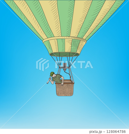 Man in a hot air balloon 128064786
