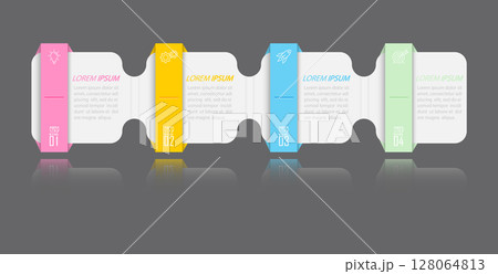 Business Infographics. 4 steps to achieve the result. Stages of development, workflow, marketing or plan. Business strategy with icons. Diagram of the report, statistics and training Business Infographics. 4 steps to achieve the result. Stages of development, workflow, marketing or plan. Business strategy with icons. Diagram of the report, statistics and training 128064813