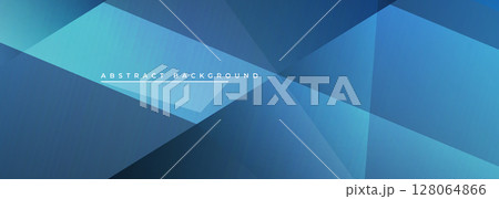 Blue modern abstract wide banner with geometric shapes. 128064866