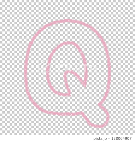 字母Q 手寫字母 可愛素材 粉紅色 插畫素材 圖示 蠟筆風格 128064907