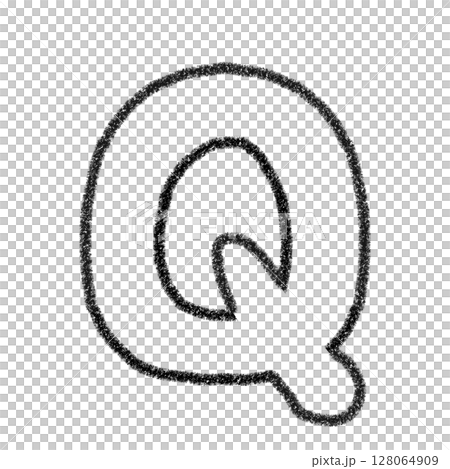 字母Q 手寫字母 可愛素材 黑色插畫素材 圖示 蠟筆風格 128064909