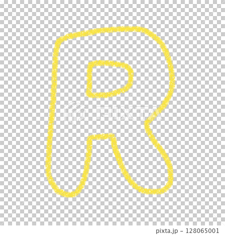 字母 R 手寫字母 可愛 材質 黃色 插圖 材質 圖示 蠟筆風格 128065001