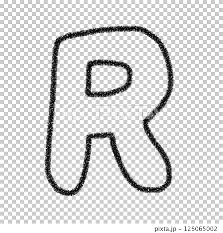 字母 R 手寫字母 可愛 材質 黑色 插圖 材質 圖示 蠟筆風格 128065002