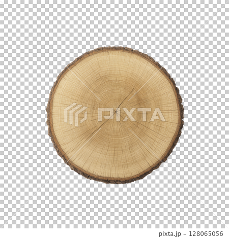 Cross section of tree trunk showing detailed growth rings, highlighting natural texture and age of wood. circular pattern is clear and distinct Cross section of tree trunk showing detailed growth rings, highlighting natural texture and age of wood. circular pattern is clear and distinct 128065056