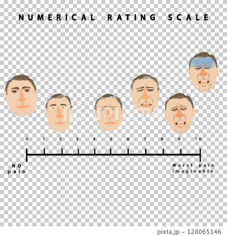 NRSスケール（Numerical Rating Scale）｜痛みの段階を表す表情チャート 128065146