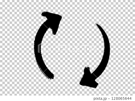 Hand-drawn crayon textured circular arrow icon set in black Hand-drawn crayon textured circular arrow icon set in black 128065644