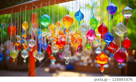 窓際のガラスの装飾 128065876