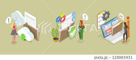 3D Isometric Flat Vector Illustration of Computing Online Services, Concepts For Database Security 128065931