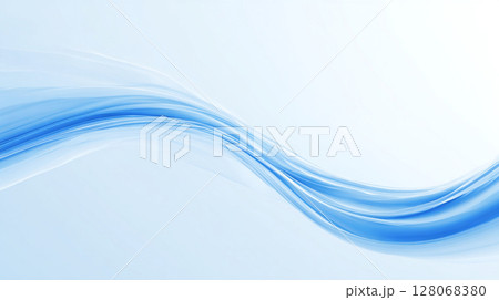 クリアなブルー流線のミニマル抽象背景 128068380