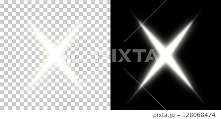 White luminous X-shape transparent and black background design 128068474