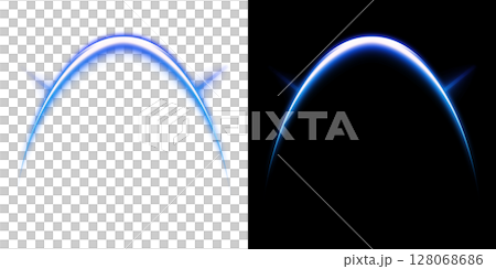 Blue luminous arc light transparent and black background design Blue luminous arc light transparent and black background design 128068686