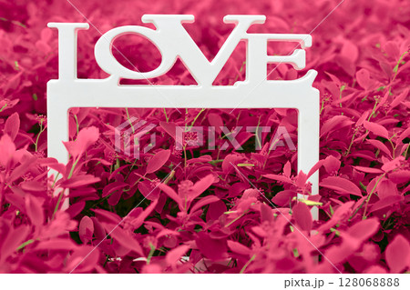 White frame with the inscription love on pink red White frame with the inscription love on pink red 128068888