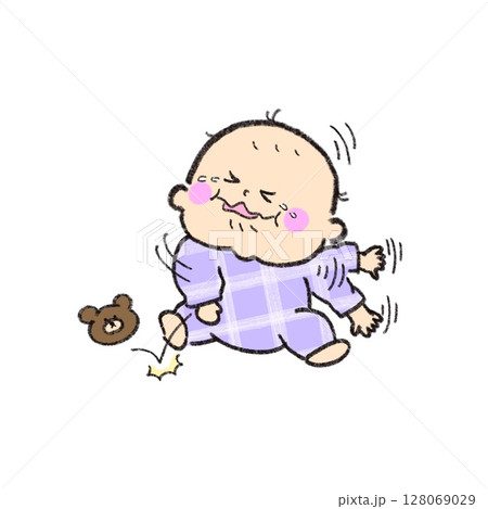 ご機嫌斜めなあかちゃんのイラスト 128069029