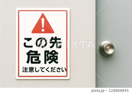 標識　立入禁止　警告サイン／フェンス設置例／注意喚起・工事・安全管理に 128069043