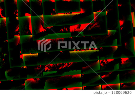 Green red fire lines,squares for decoration 128069620