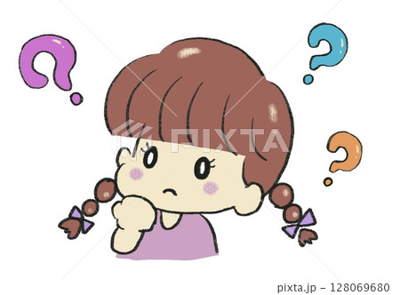 疑問を持っている女の子のイラスト 128069680