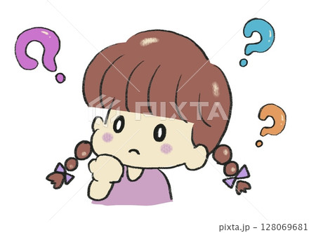 疑問を持っている女の子のイラスト 128069681