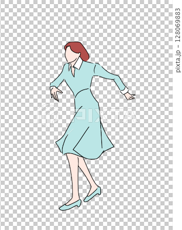 ダンスをするワンピースの女性 ダンスをするワンピースの女性 128069883