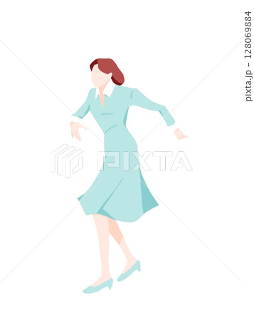 ダンスをするワンピースの女性 ダンスをするワンピースの女性 128069884
