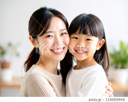 仲良しの母親と子供　AI生成画像 128069948