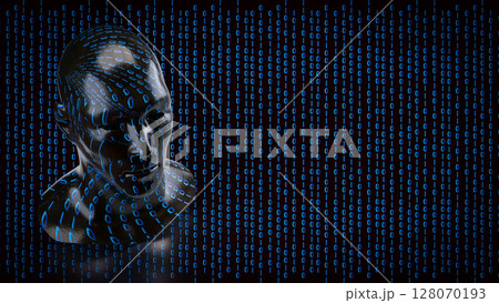 The Human Bust Ana AGI for Technology concept 3d rendering. The Human Bust Ana AGI for Technology concept 3d rendering. 128070193