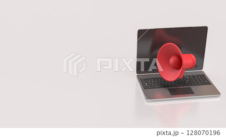 The Megaphone and microphone for Pod cast or social media 3d render. 128070196