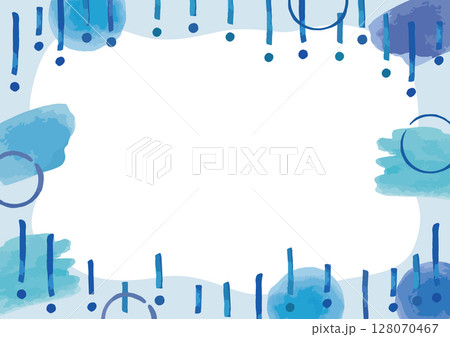 水彩で描いたナチュラルな雨や水のベクターイラストフレーム素材 128070467