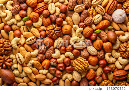 Various nuts.Nutritious healthy protein product 128070522