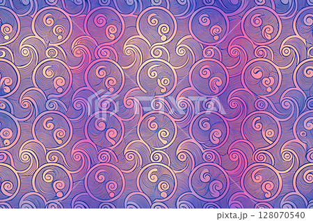 Round swirl fantasy.Orange blue curls like sea waves 128070540