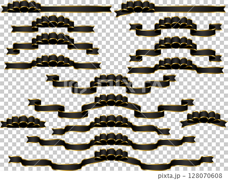 絲帶，19 黑色，波浪邊 2 128070608