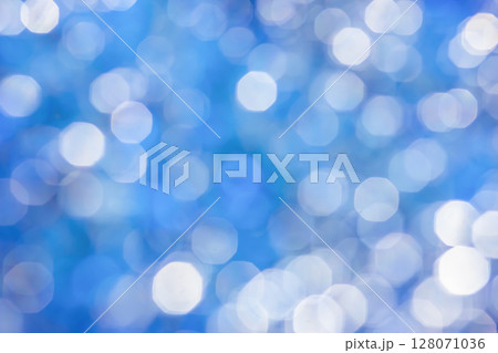 青い水玉ボケBG 128071036