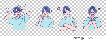 Anime style boy facial expression set Anime style boy facial expression set 128071112
