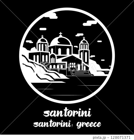 Circle Icon Santorini. Vector illustration 128071371
